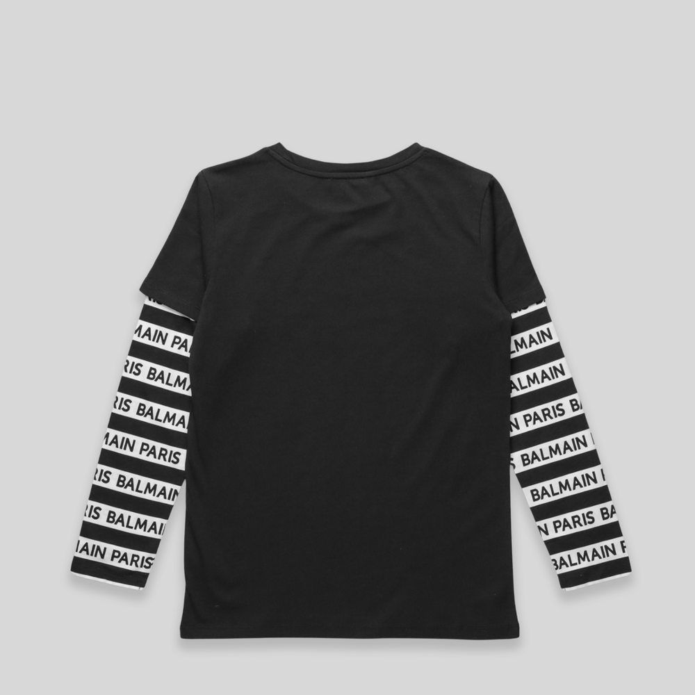 Balmain Kids Long Sleeve Institutional T-Shirt