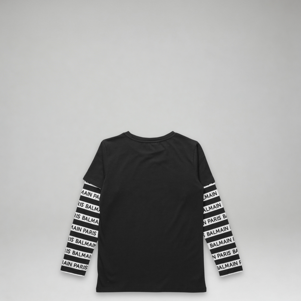 Balmain Kids Long Sleeve Institutional T-Shirt