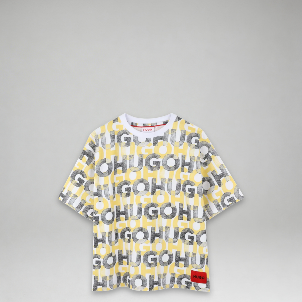 Hugo by Hugo Boss Kids All-Over Print Text Logo T-Shirt