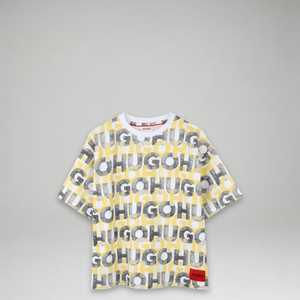 Hugo by Hugo Boss Kids All-Over Print Text Logo T-Shirt