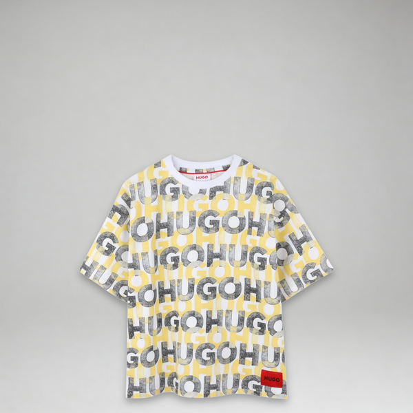 Hugo by Hugo Boss Kids All-Over Print Text Logo T-Shirt