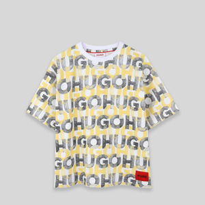Hugo by Hugo Boss Kids All-Over Print Text Logo T-Shirt