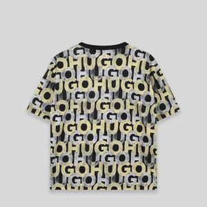 Hugo by Hugo Boss Kids All-Over Print Text Logo T-Shirt