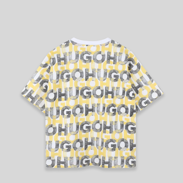 Hugo by Hugo Boss Kids All-Over Print Text Logo T-Shirt