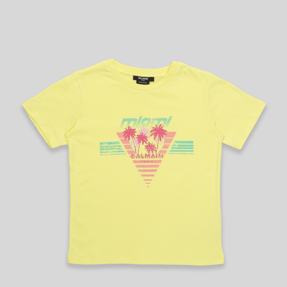 Balmain Kids Palm Tree Logo T-Shirt