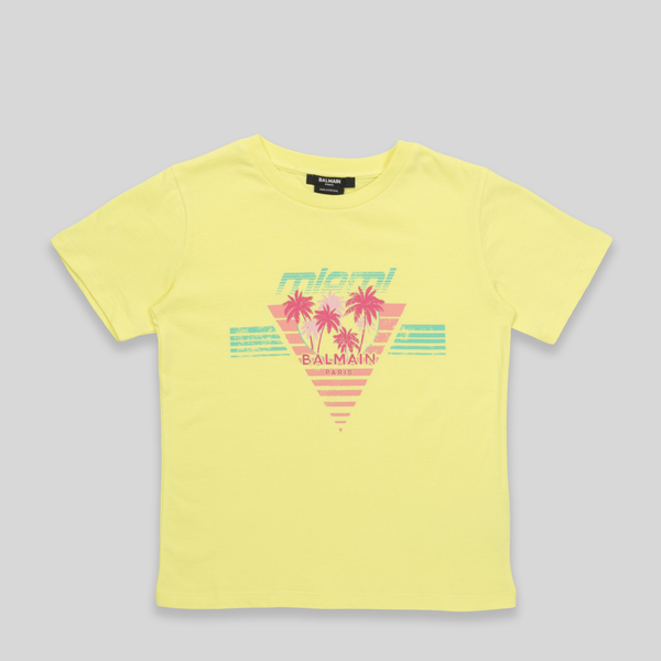 Balmain Kids Palm Tree Logo T-Shirt