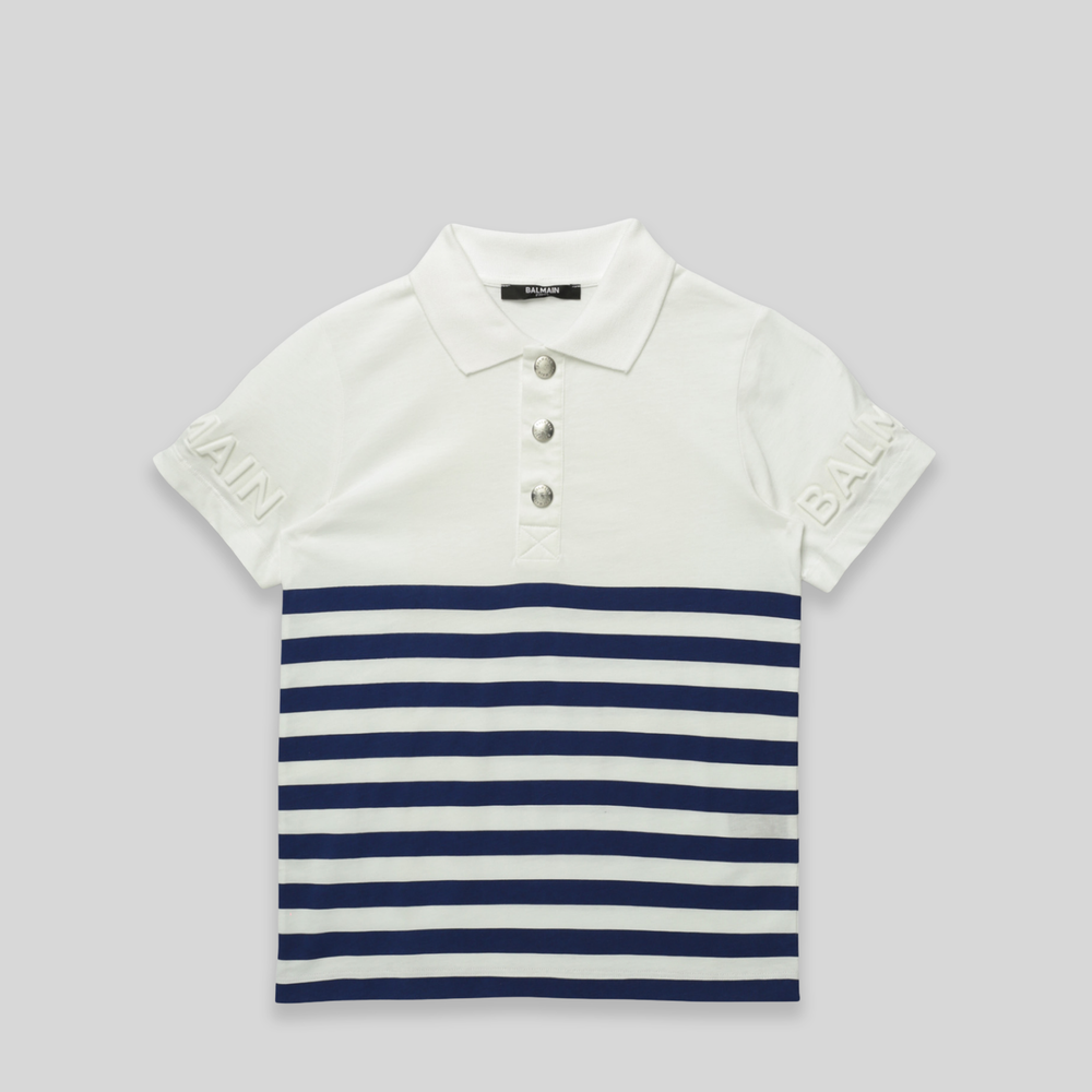 Balmain Kids Striped Logo Polo