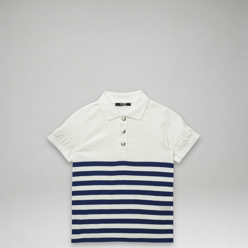 Balmain Kids Striped Logo Polo