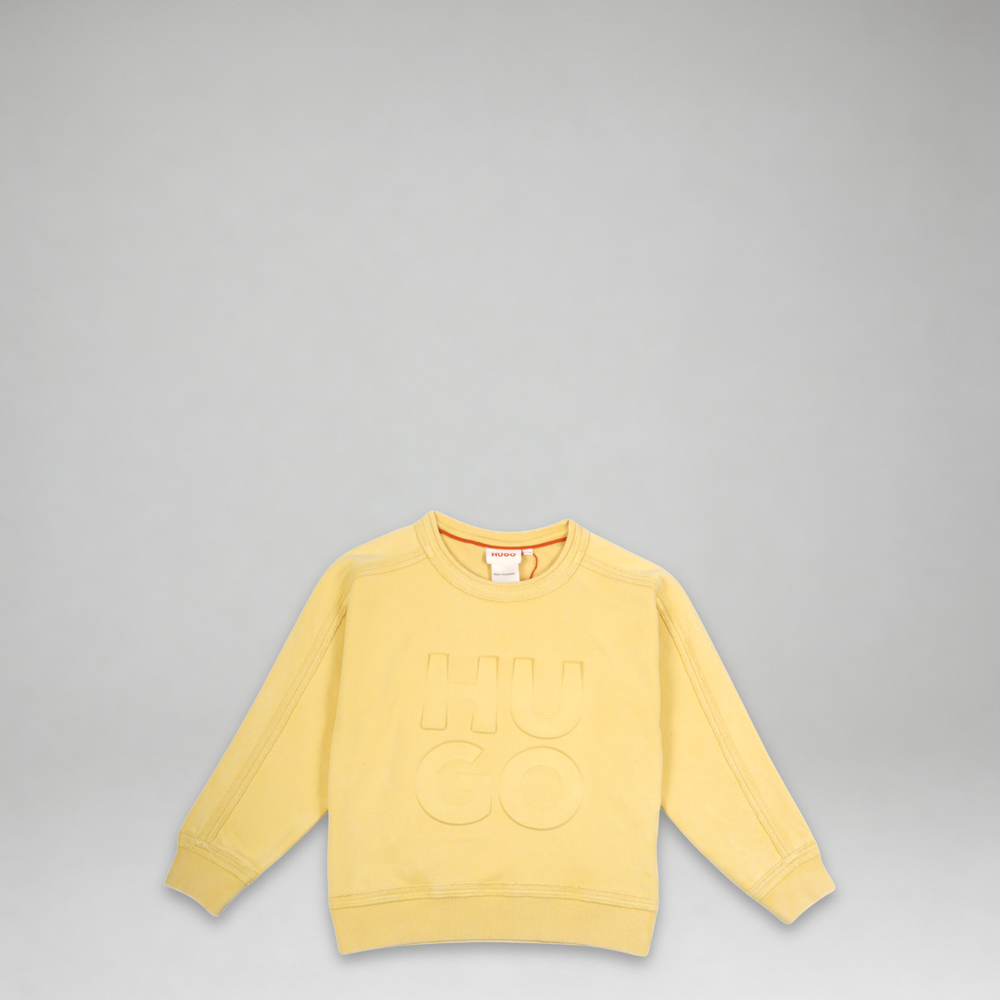 Hugo by Hugo Boss Kids Embossed/Debossed Block Logo Crew Neck Sweatshirt