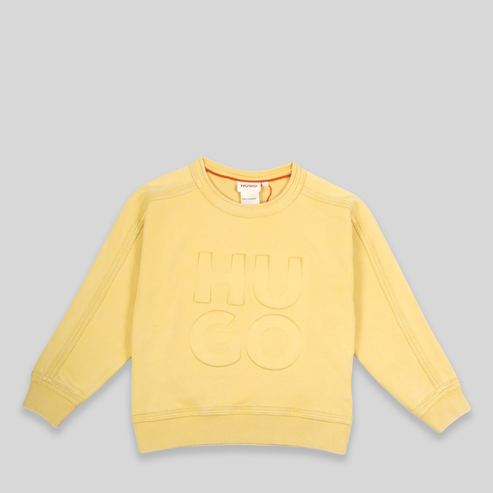 Hugo by Hugo Boss Kids Embossed/Debossed Block Logo Crew Neck Sweatshirt