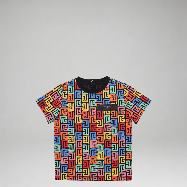 Balmain Kids Multicolor Monogram 'PB' Logo T-Shirt