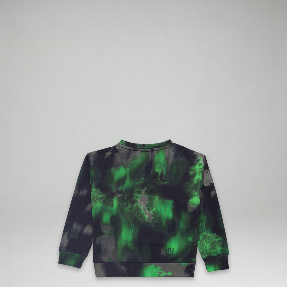 Hugo by Hugo Boss Kids Color Dyed All Over Print Crewneck Sweatshirt