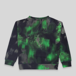 Hugo by Hugo Boss Kids Color Dyed All Over Print Crewneck Sweatshirt