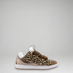Lanvin Kids Leopard Print Leather Sneakers