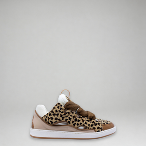 Lanvin Kids Leopard Print Leather Sneakers