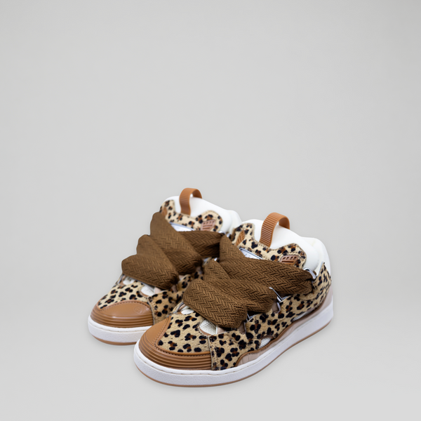 Lanvin Kids Leopard Print Leather Sneakers