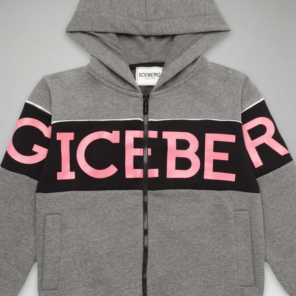 Iceberg Kids Panel Logo Zip-Up Hoodie Sweatshirt