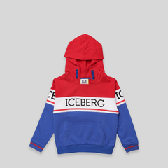 Iceberg Kids Color Block Logo Hoodie Sweatshirt