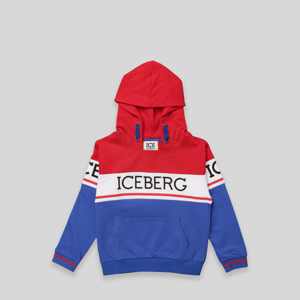 Iceberg Kids Color Block Logo Hoodie Sweatshirt