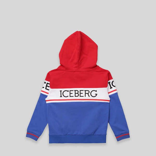Iceberg Kids Color Block Logo Hoodie Sweatshirt