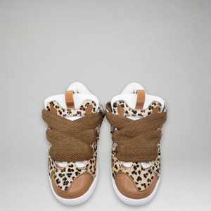 Lanvin Kids Leopard Print Leather Sneakers