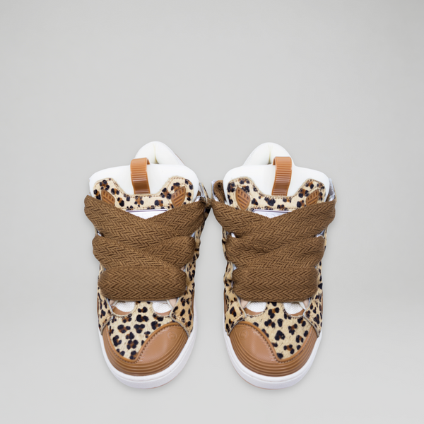 Lanvin Kids Leopard Print Leather Sneakers