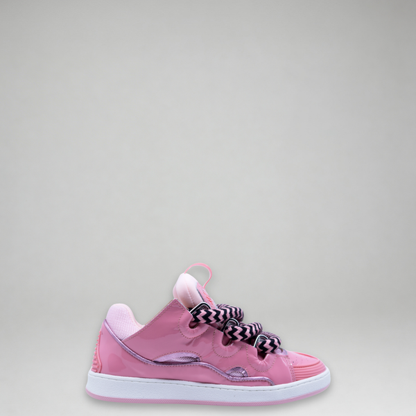 Lanvin Kids Zig Zag Lace Patent Leather Sneakers
