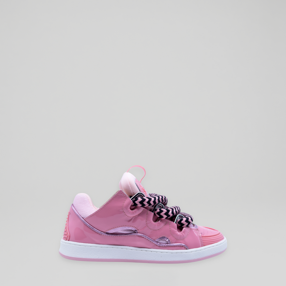 Lanvin Kids Zig Zag Lace Patent Leather Sneakers