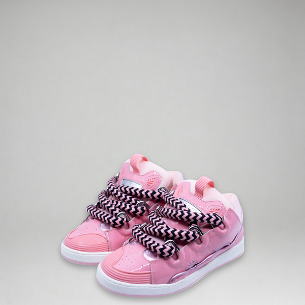 Lanvin Kids Zig Zag Lace Patent Leather Sneakers