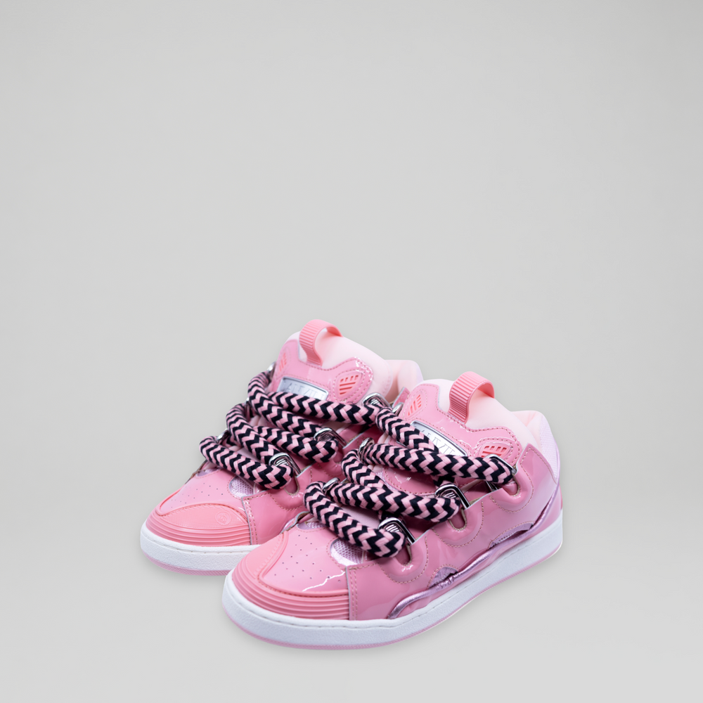 Lanvin Kids Zig Zag Lace Patent Leather Sneakers