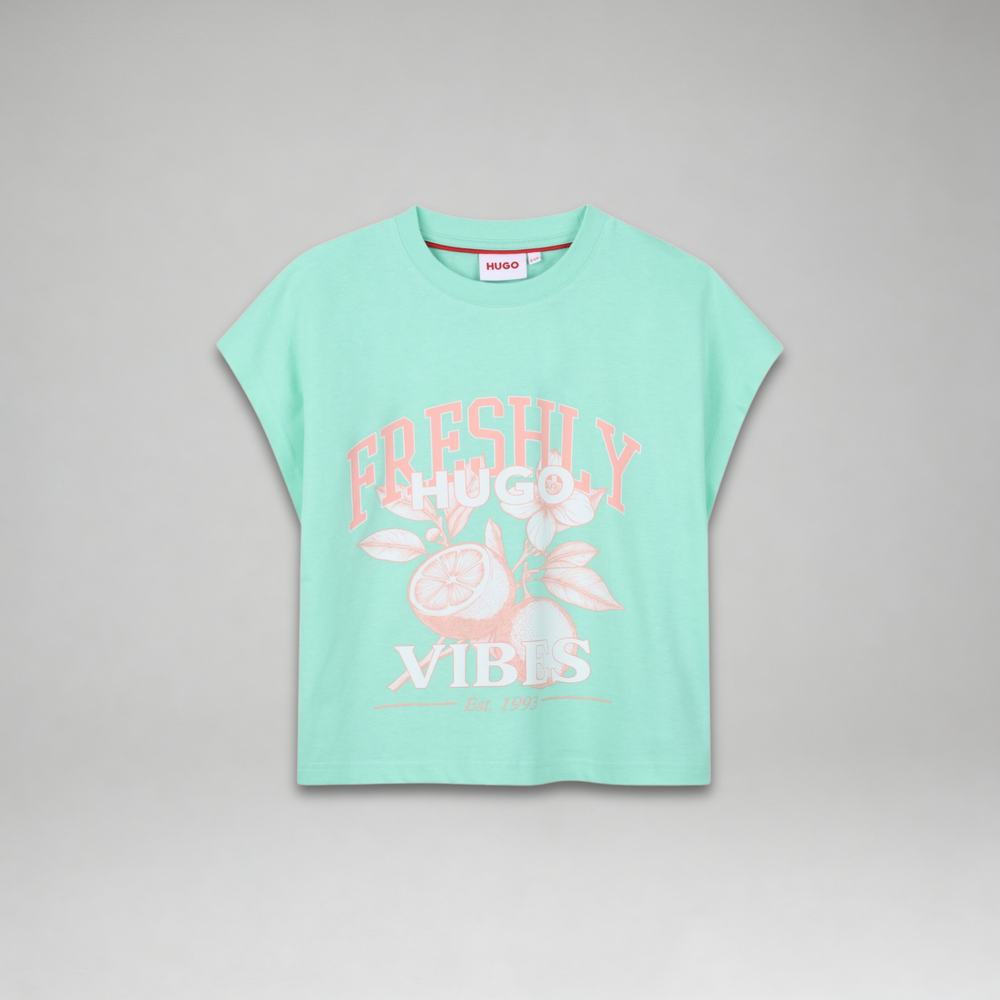 Hugo by Hugo Boss Kids 'Freshly Vibes' Cropped T-Shirt