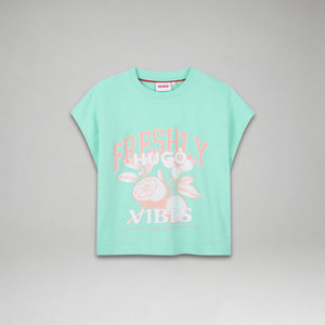 Hugo by Hugo Boss Kids 'Freshly Vibes' Cropped T-Shirt