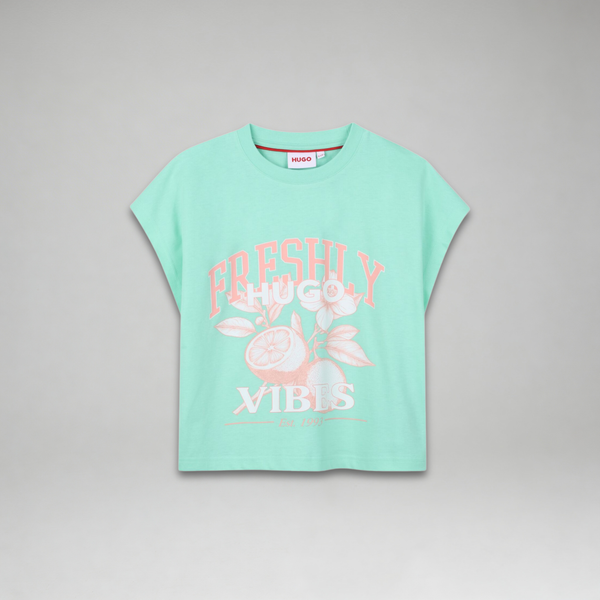 Hugo by Hugo Boss Kids 'Freshly Vibes' Cropped T-Shirt