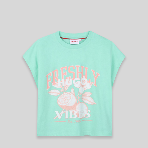Hugo by Hugo Boss Kids 'Freshly Vibes' Cropped T-Shirt