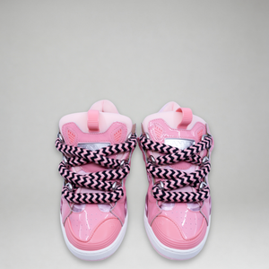 Lanvin Kids Zig Zag Lace Patent Leather Sneakers