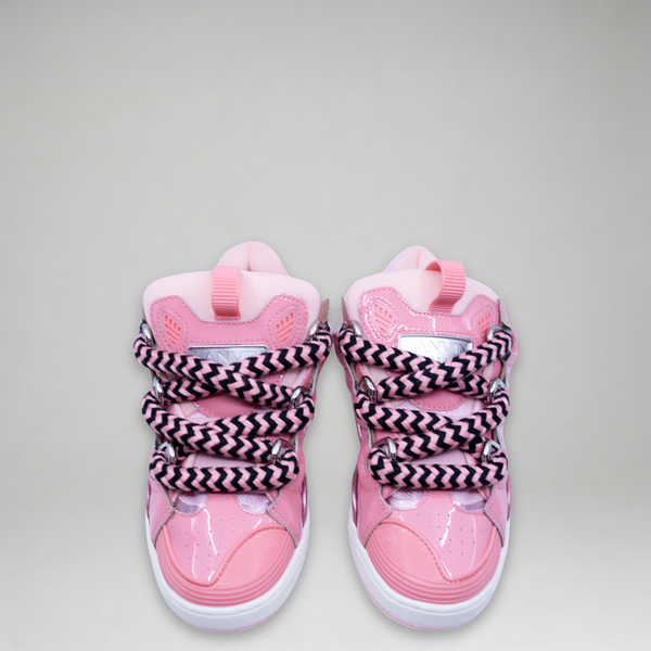 Lanvin Kids Zig Zag Lace Patent Leather Sneakers