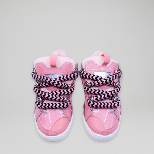 Lanvin Kids Zig Zag Lace Patent Leather Sneakers