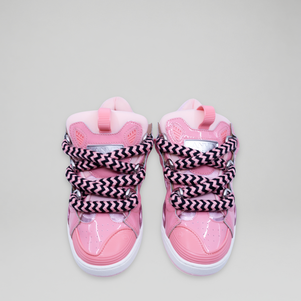 Lanvin Kids Zig Zag Lace Patent Leather Sneakers