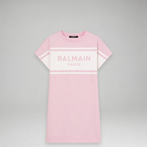 Balmain Kids Girl's Chest Panel Logo T-Shirt Dress
