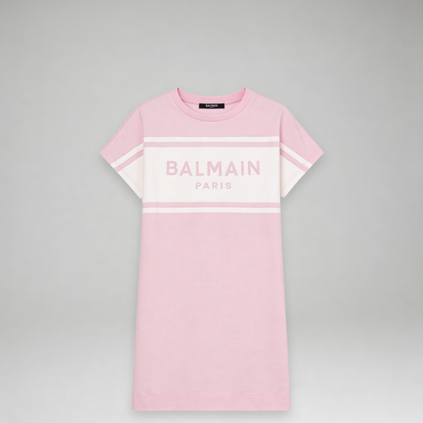Balmain Kids Girl's Chest Panel Logo T-Shirt Dress