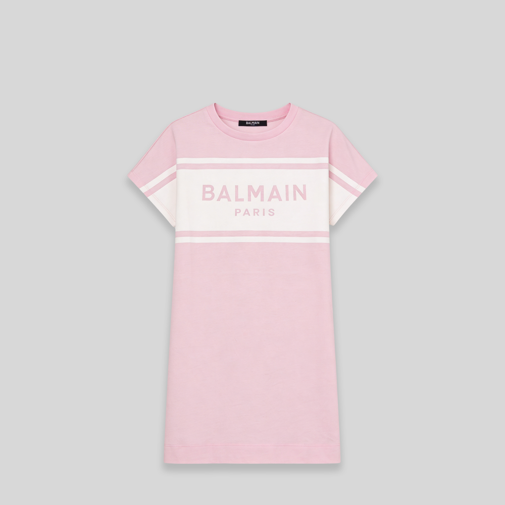 Balmain Kids Girl's Chest Panel Logo T-Shirt Dress