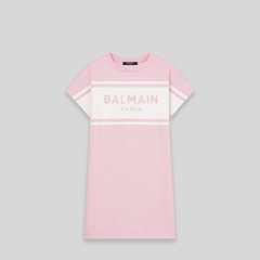 Balmain Kids Girl's Chest Panel Logo T-Shirt Dress