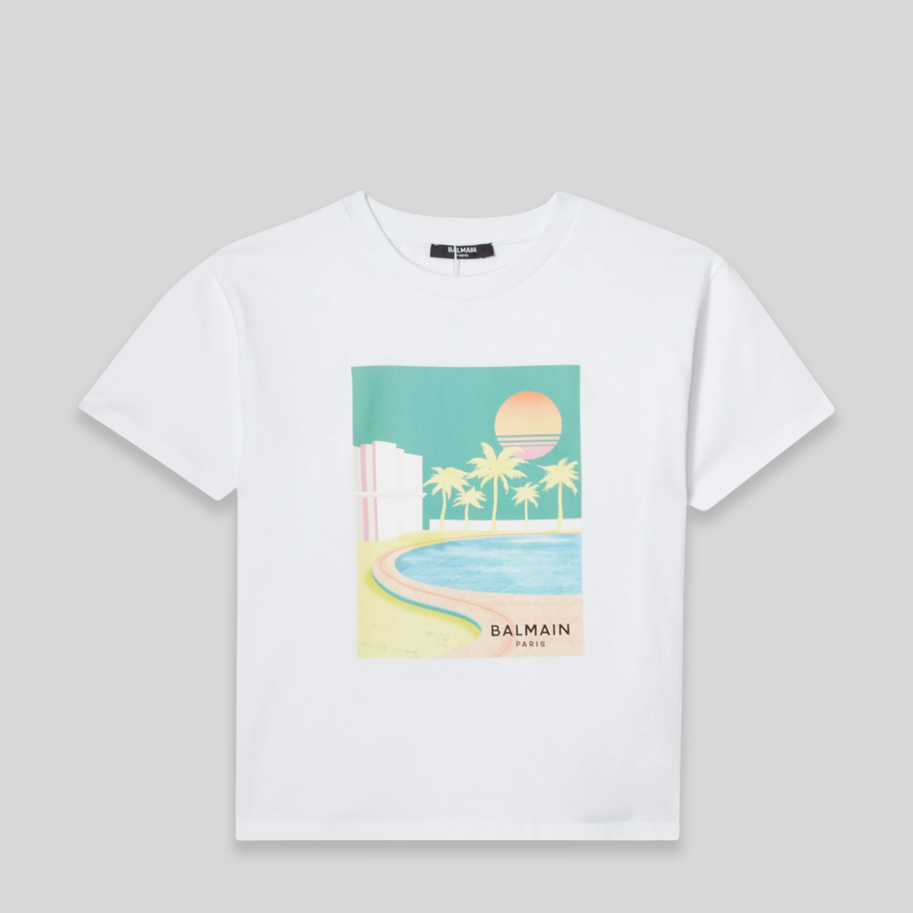 Balmain Kids Miami Graphic Cotton T-shirt