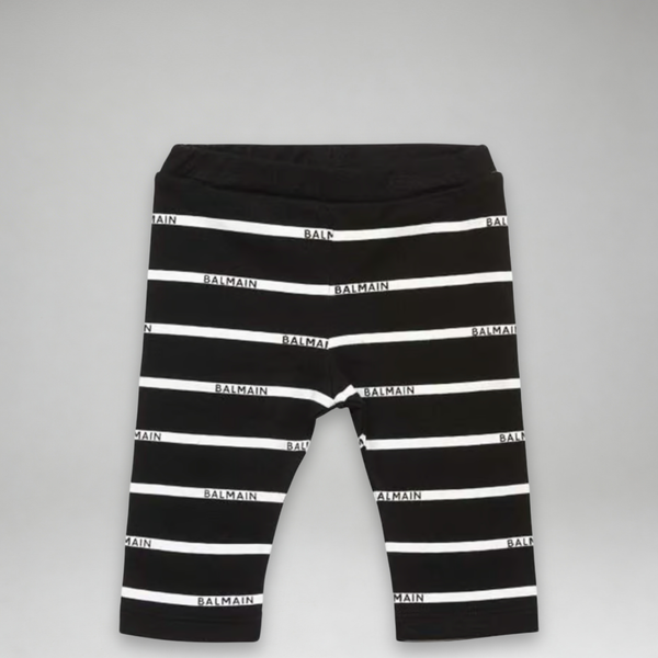 Balmain Kid's Logo Stripe Leggings