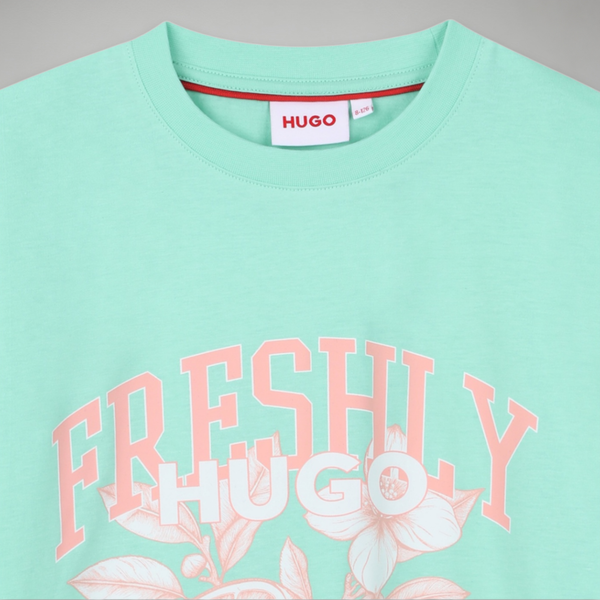 Hugo by Hugo Boss Kids 'Freshly Vibes' Cropped T-Shirt