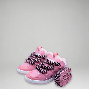 Lanvin Kids Zig Zag Lace Patent Leather Sneakers