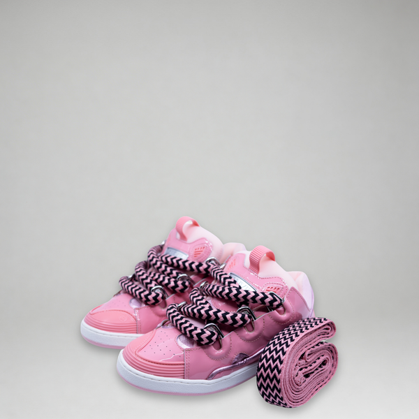 Lanvin Kids Zig Zag Lace Patent Leather Sneakers