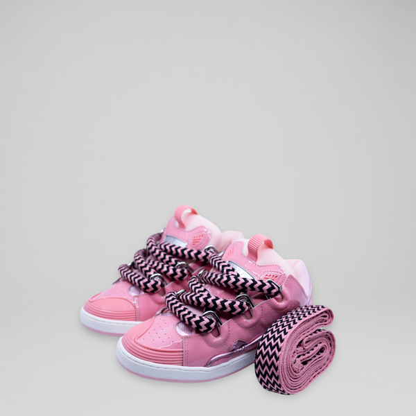 Lanvin Kids Zig Zag Lace Patent Leather Sneakers