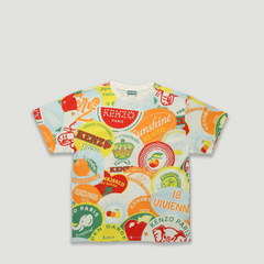 Kenzo Kids All-Over Print Fruit Sticker Logo T-Shirt