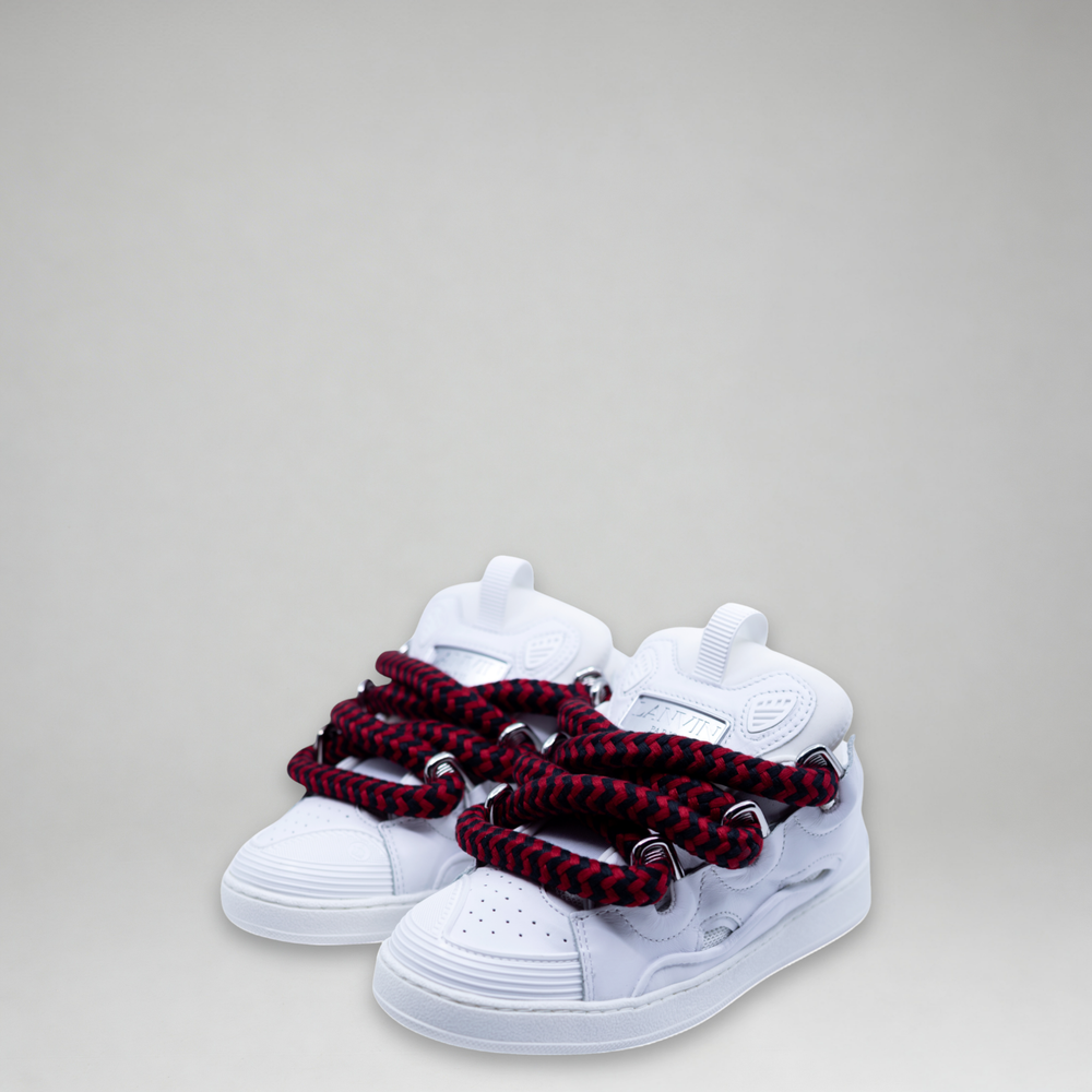 Lanvin Kids Zig Zag Lace Leather Sneakers